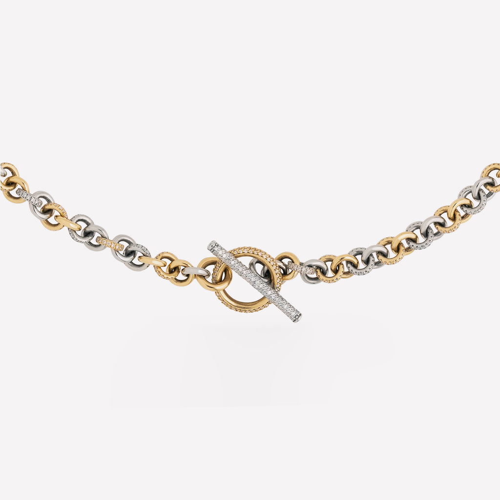 Orbit Platinum Gold Pavé Chain Necklace