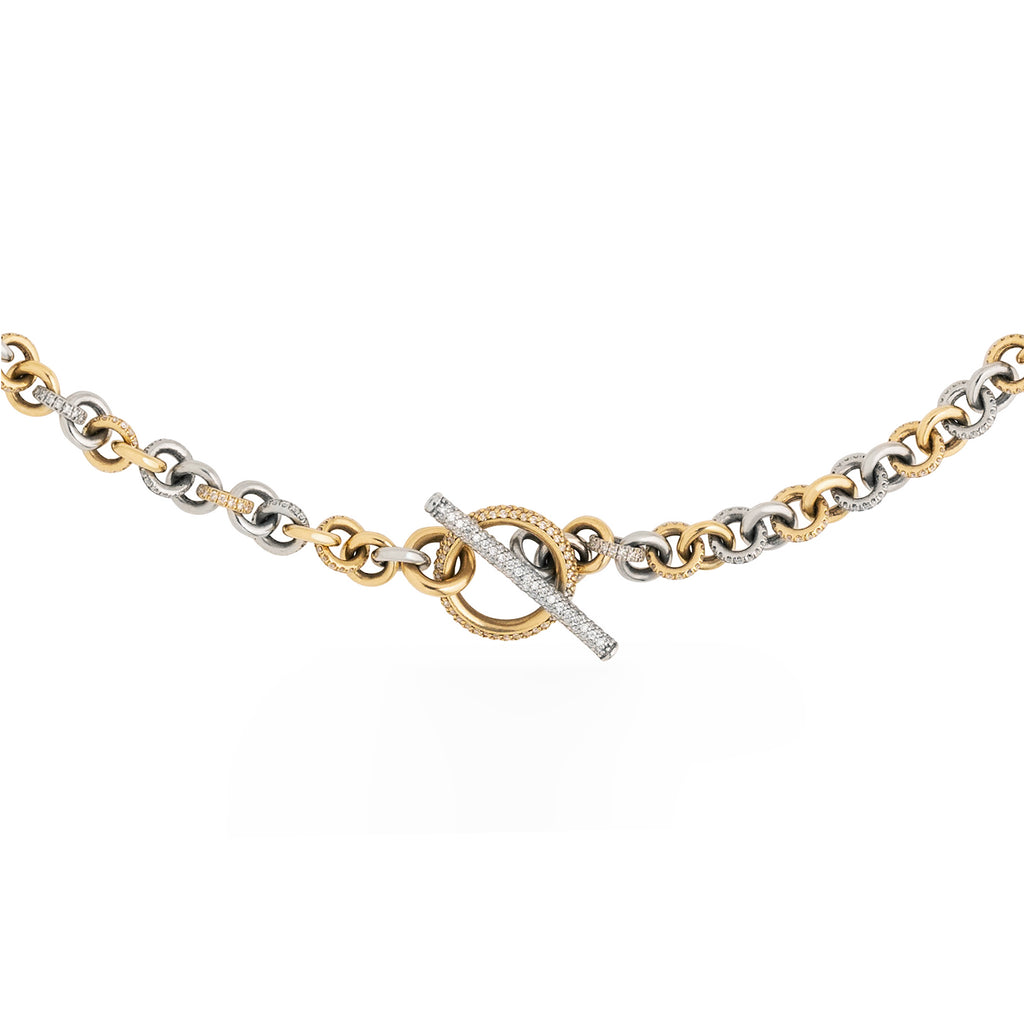 Orbit Platinum Gold Pavé Chain Necklace