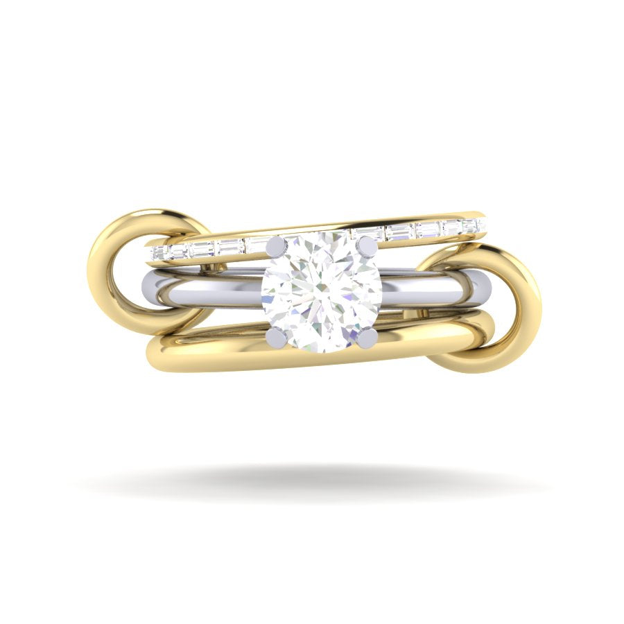 Custom 3 Band Engagement Ring with 1.19ct RB Heirloom Stone,  size 5.5