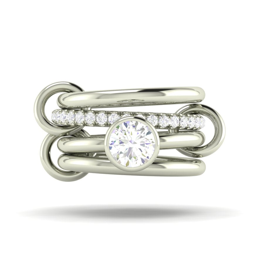 Custom 4 Band, size 5.5 with 1.10ct Heirloom Stone