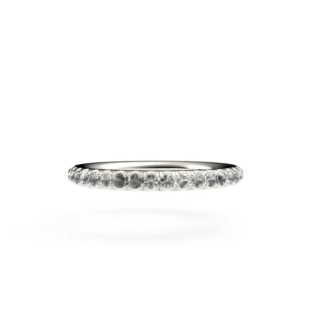 2.3mm Single Band Silver Grey Diamonds size 5.5