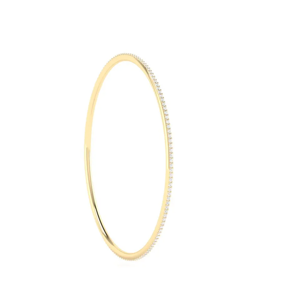 2.3mm Yellow Gold White Diamond Bangle for Hal