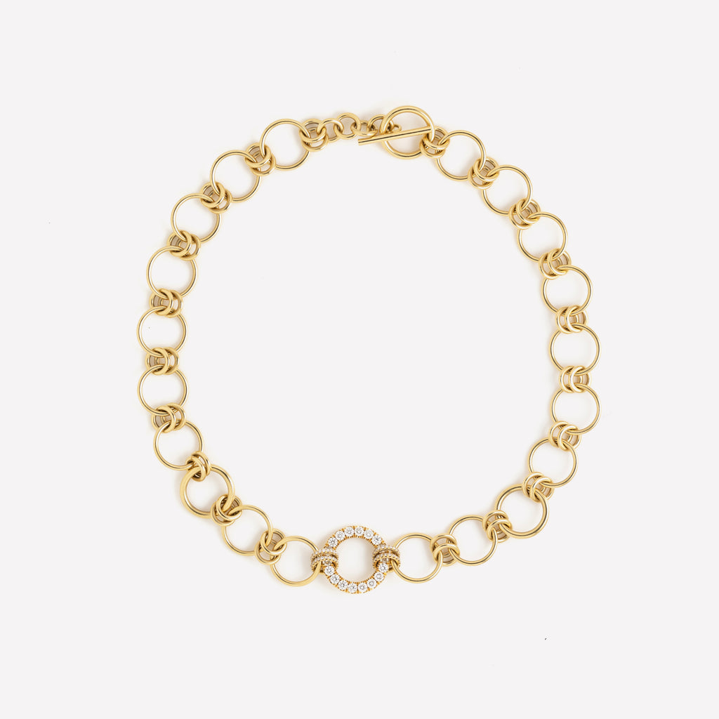 Titan Linked Necklace YG Pavé